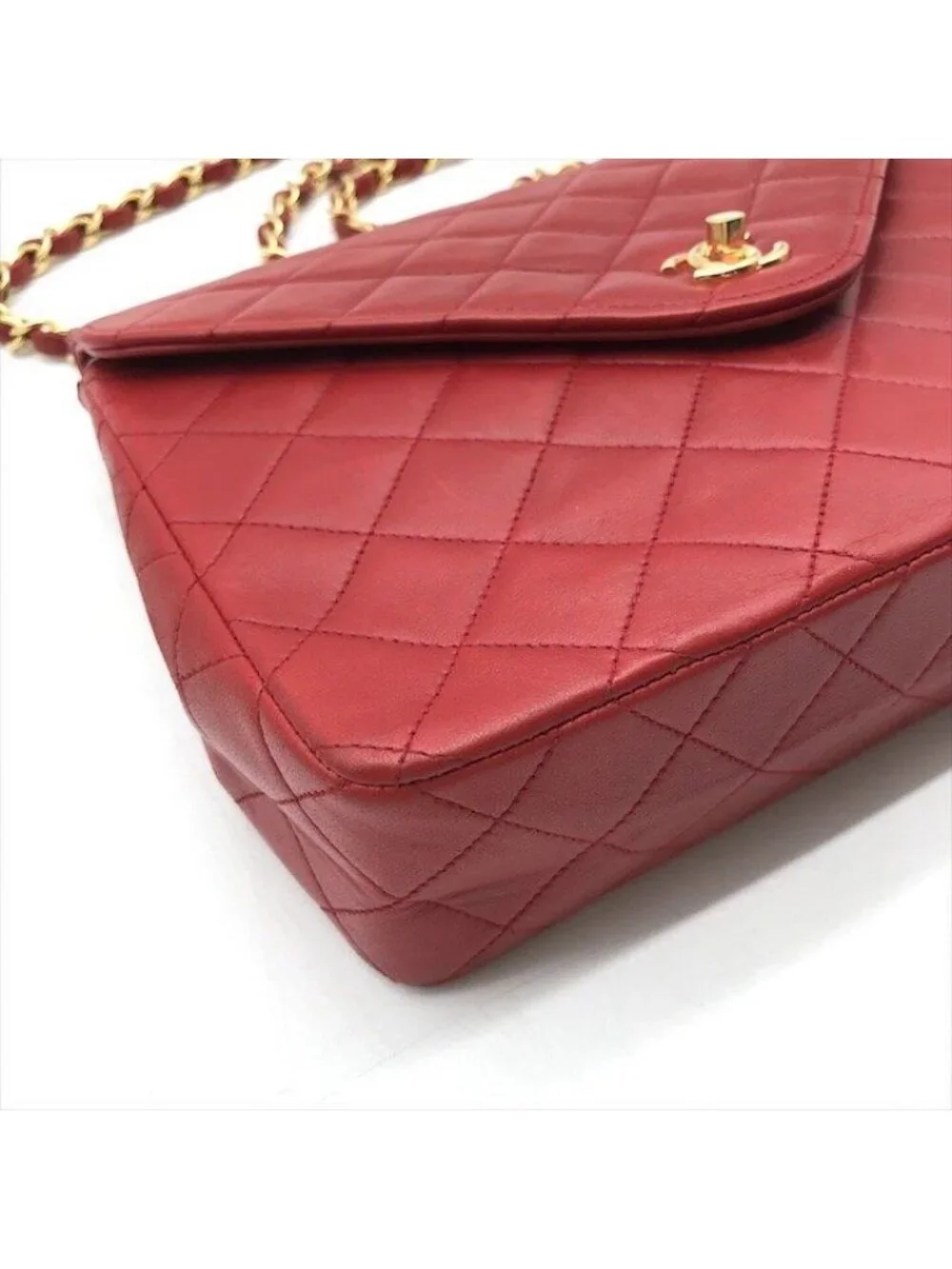 Chanel CC Logo Quilted Chain Shoulder Bag Turnlock Leather